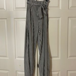 Striped wide leg pants